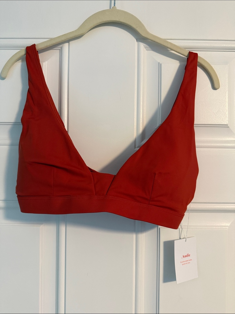 Andie Red V-Neck Wireless Swim Bralette “The Tahiti Top”